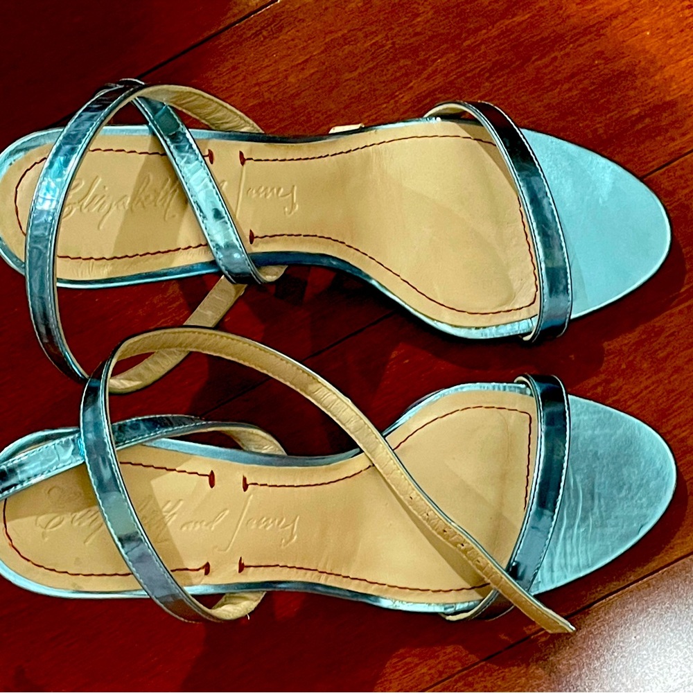 Elizabeth and James 8.5 blue metallic straps sandal heels